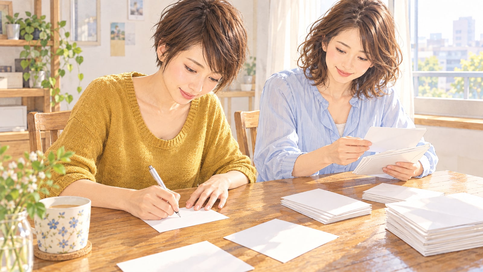 推しへの投票の準備をする2009年の女性のイラスト