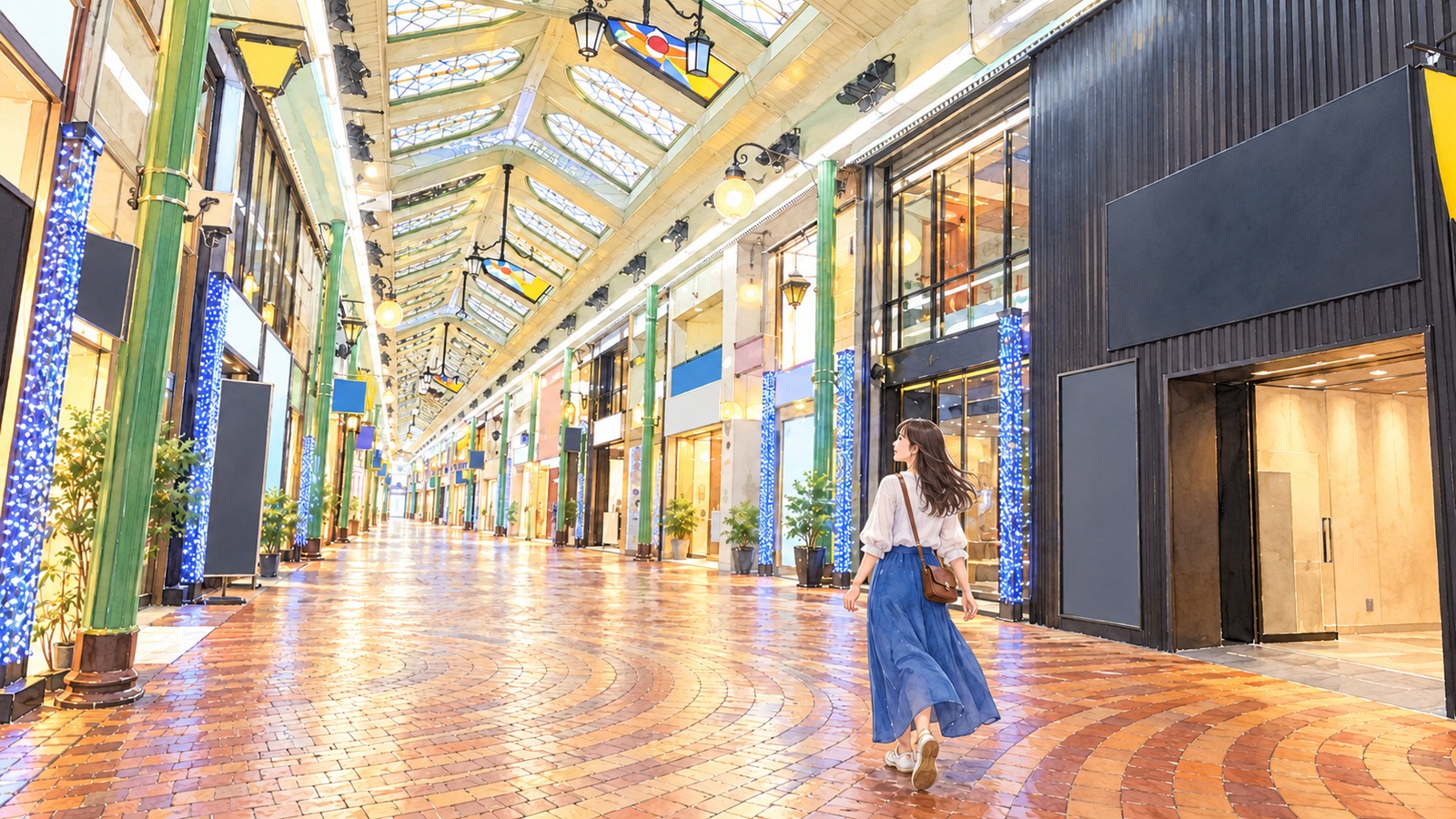 岡山市北区の表町商店街のアーケード街