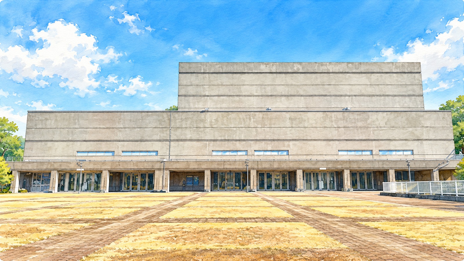 Wide exterior of Wako Civic Cultural Center Sun Azalea
