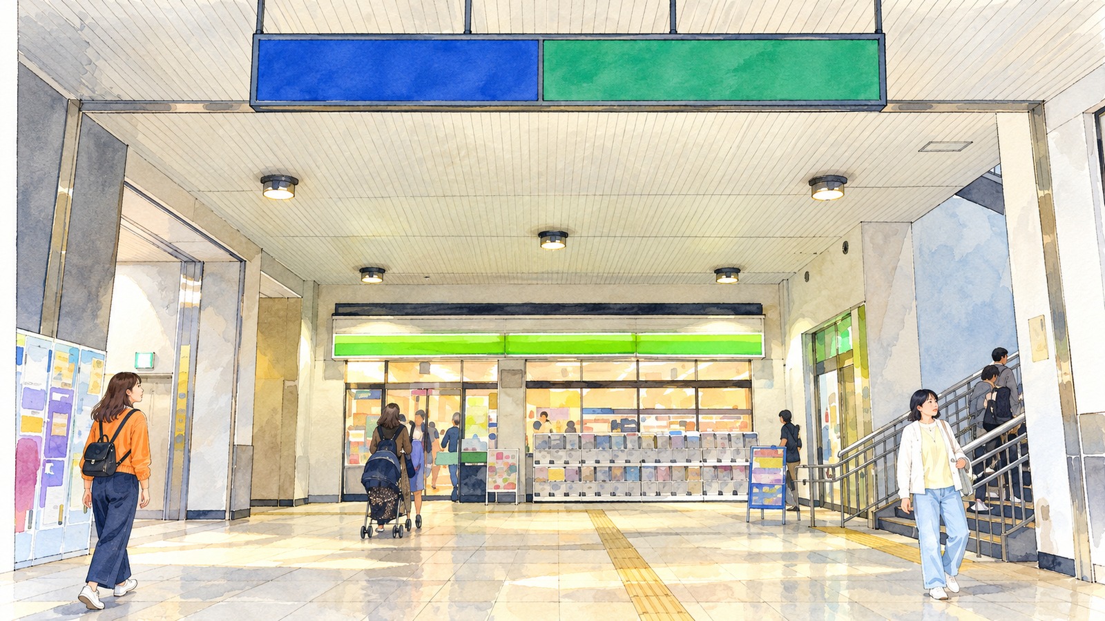川越駅のコンコースを描いたイラスト