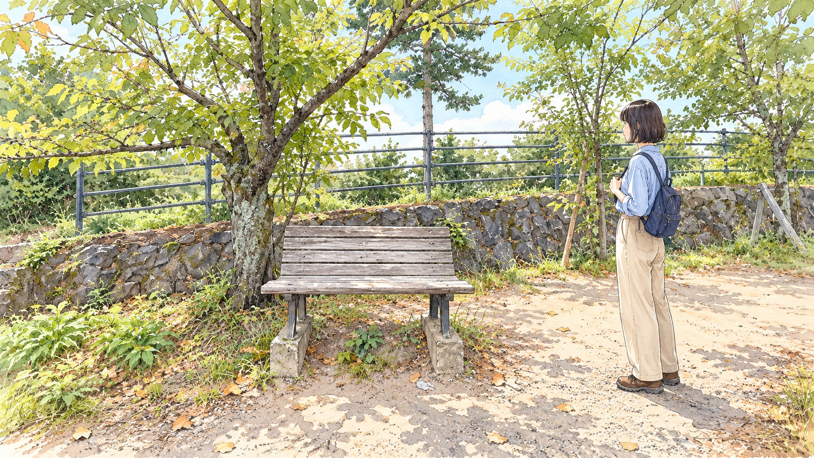 井川用水機場前のベンチから宇治川を眺める風景
