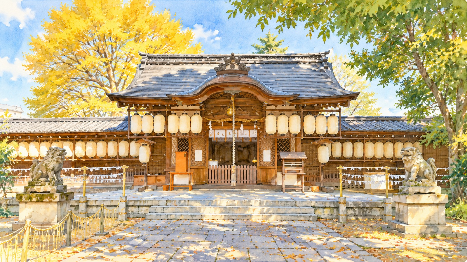 縣神社の拝殿と参道