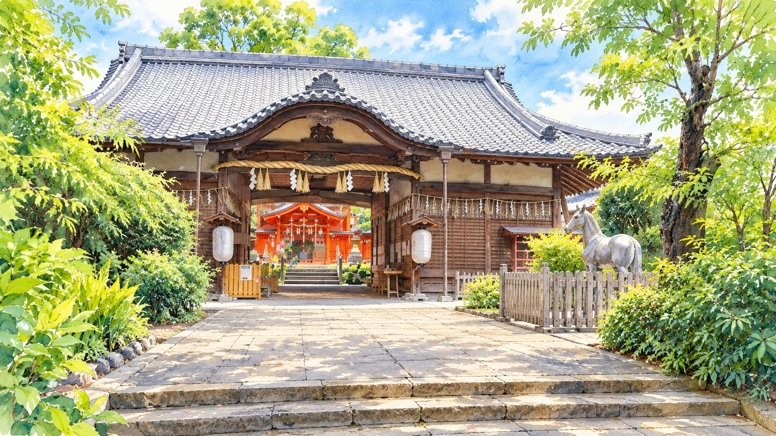 五ケ庄にある許波多神社の境内