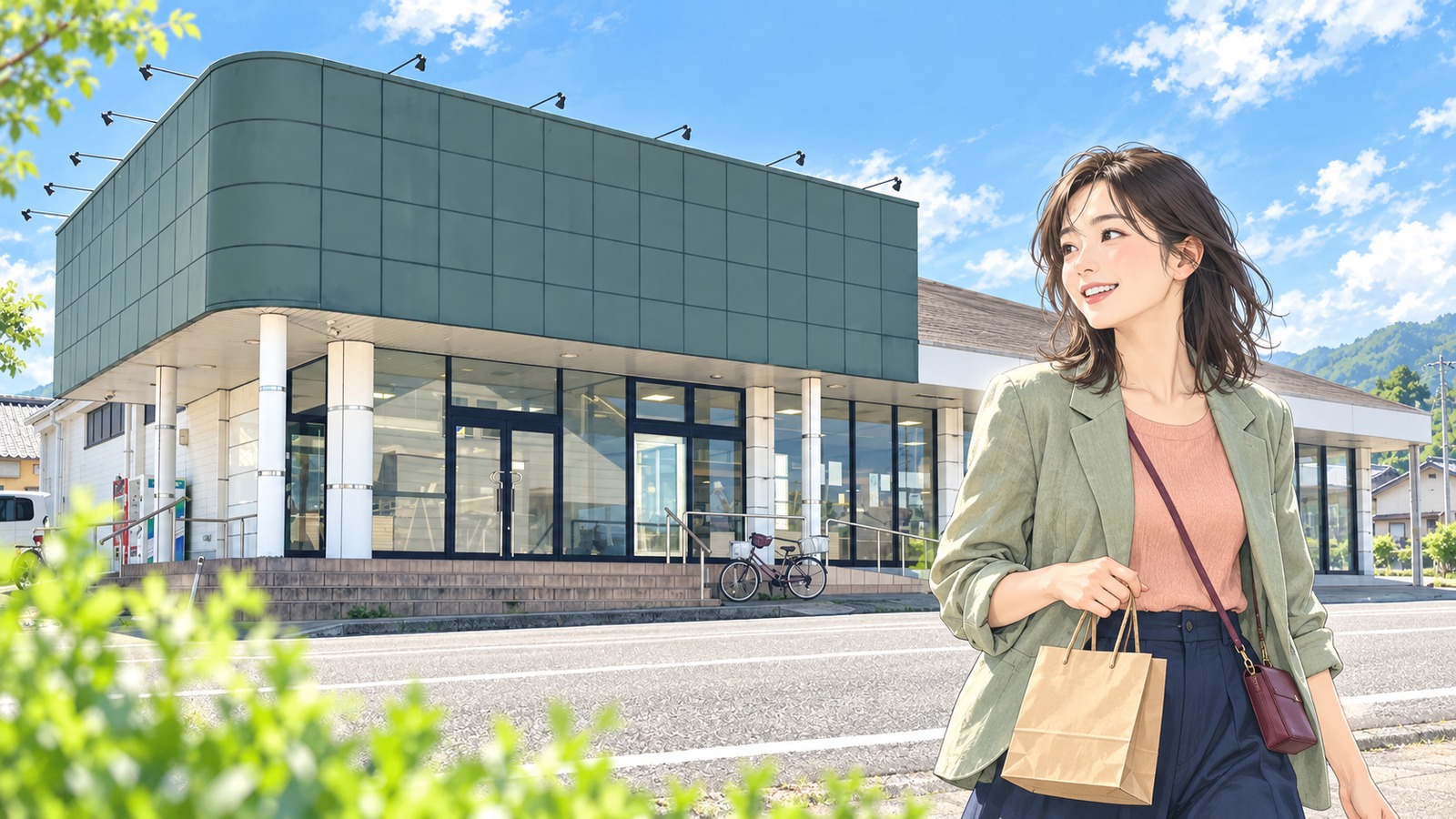 青島のボンデリスの店舗外観を訪ねるイラスト