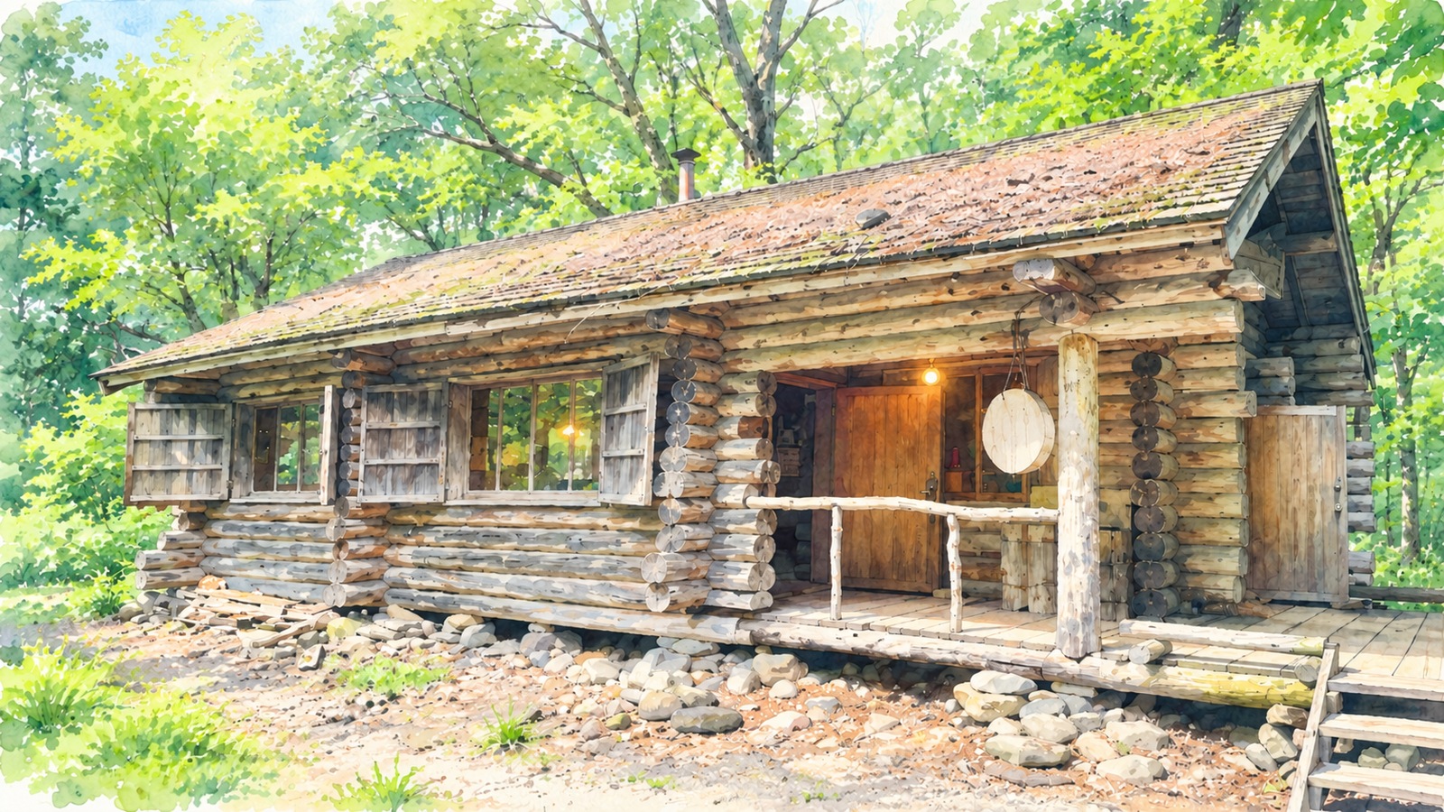 麓郷の森の丸太小屋