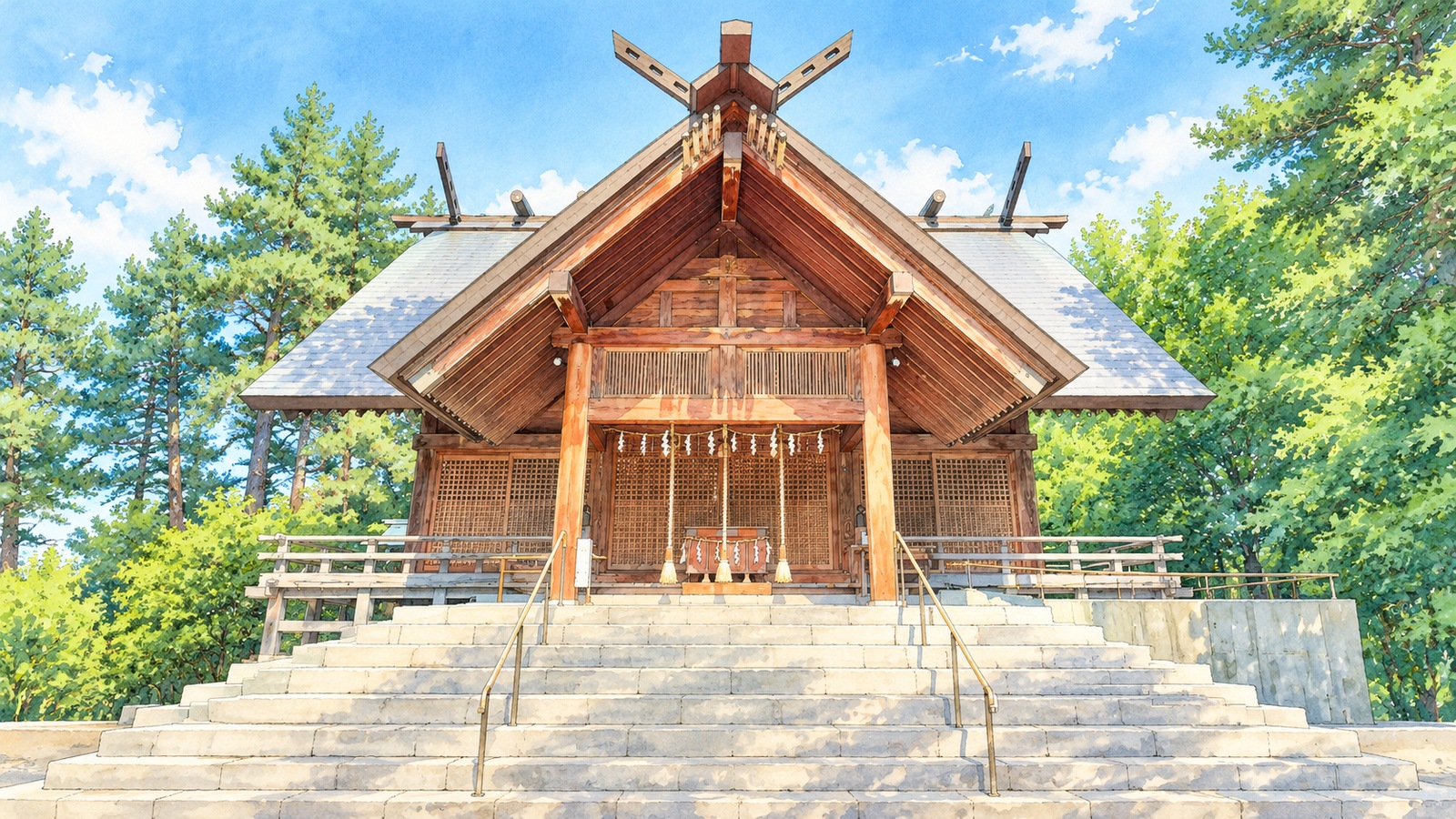 富良野神社の社殿と石段
