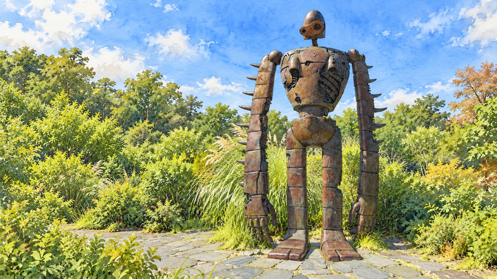 三鷹の森ジブリ美術館の屋上に立つロボット兵