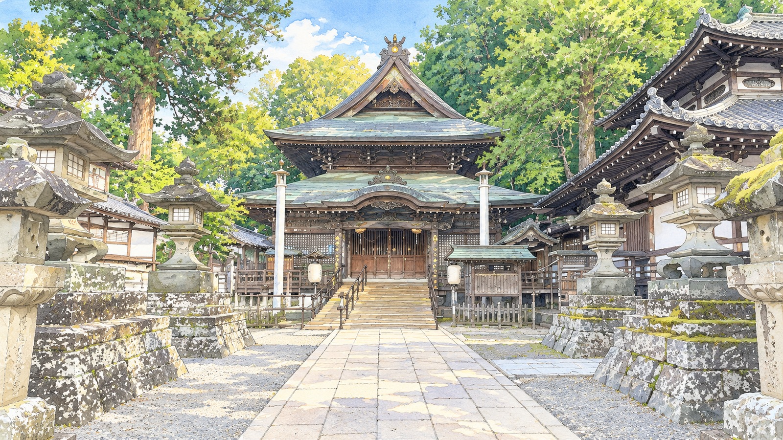 北向観音の石参道と本堂