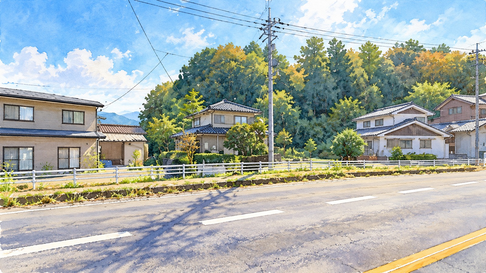 伊勢山バス停付近の道路景観