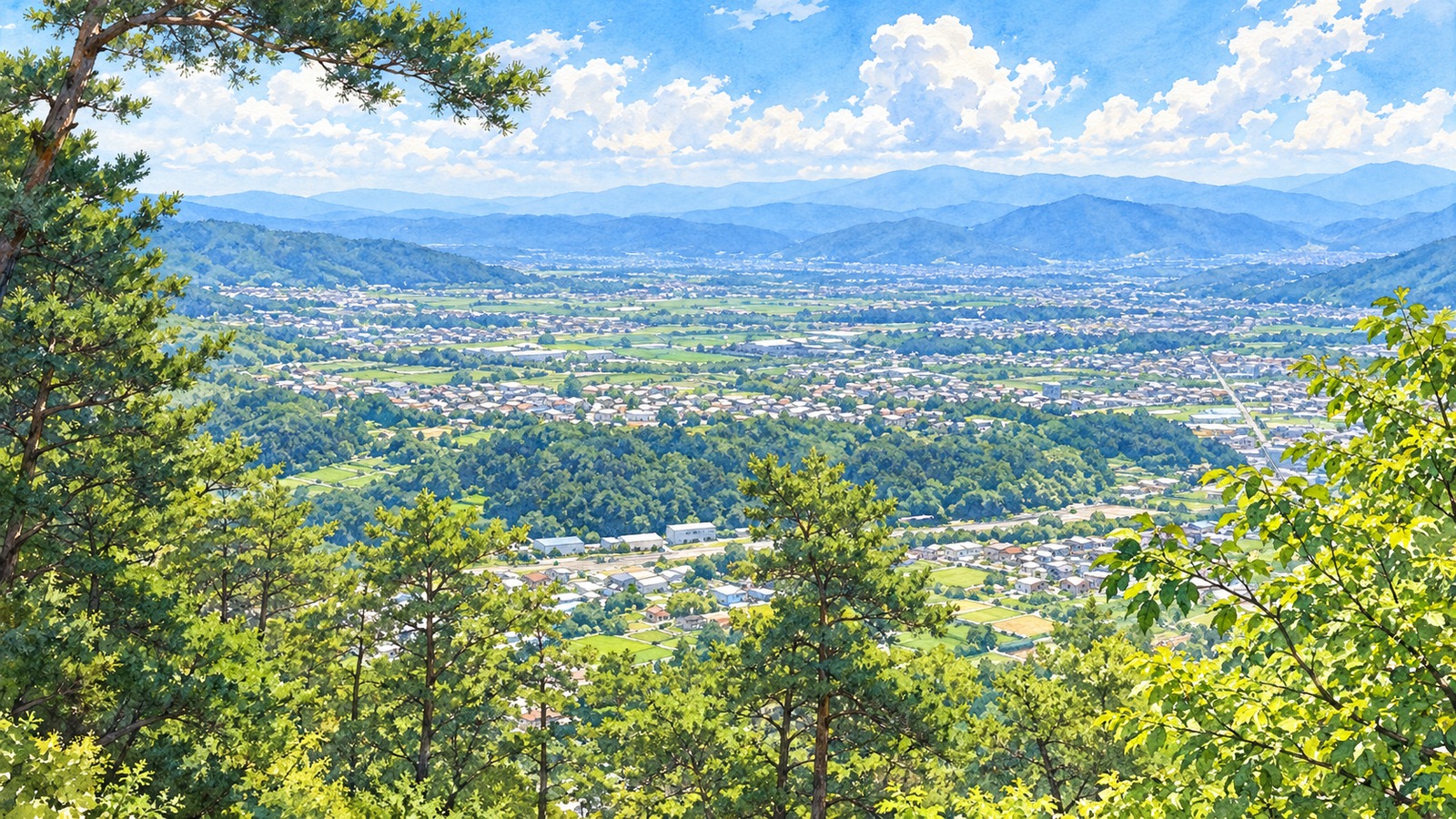 砥石・米山城跡から上田市街を望む風景
