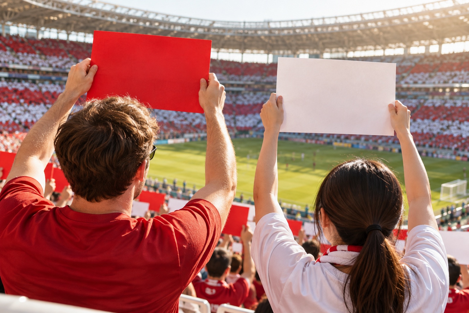 An illustration of choreo and ultras in a soccer stadium